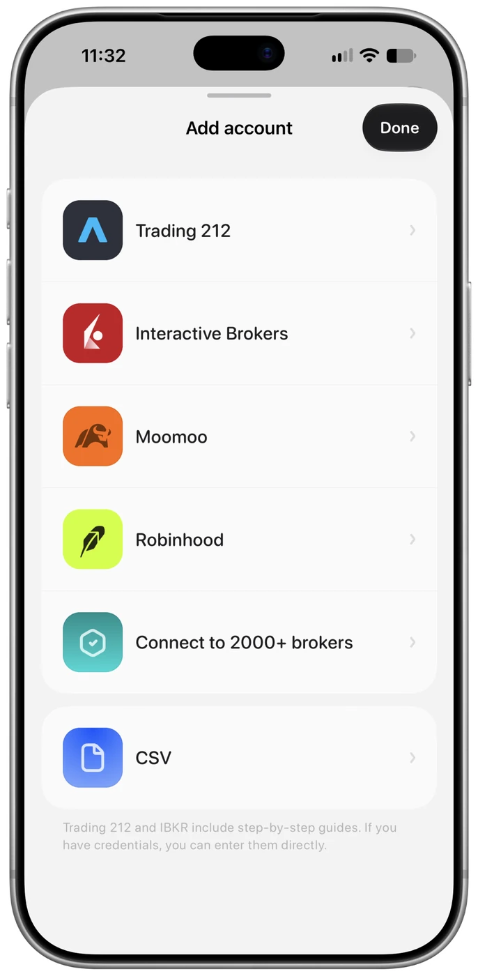 Catfolio broker connections and account management